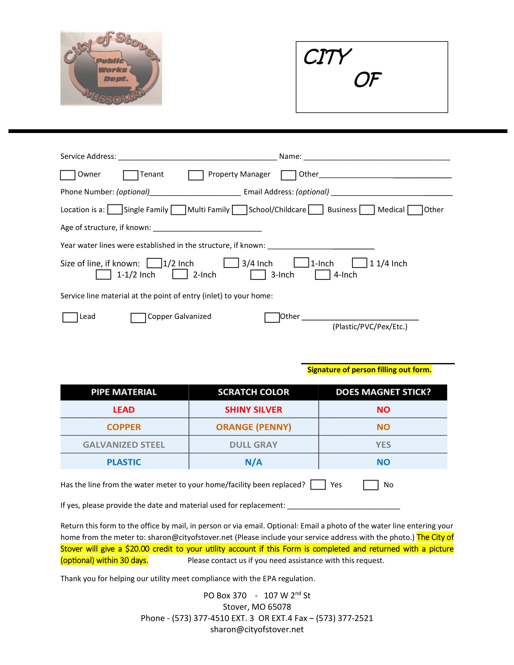 Stover Consumer Service Form thumbnail